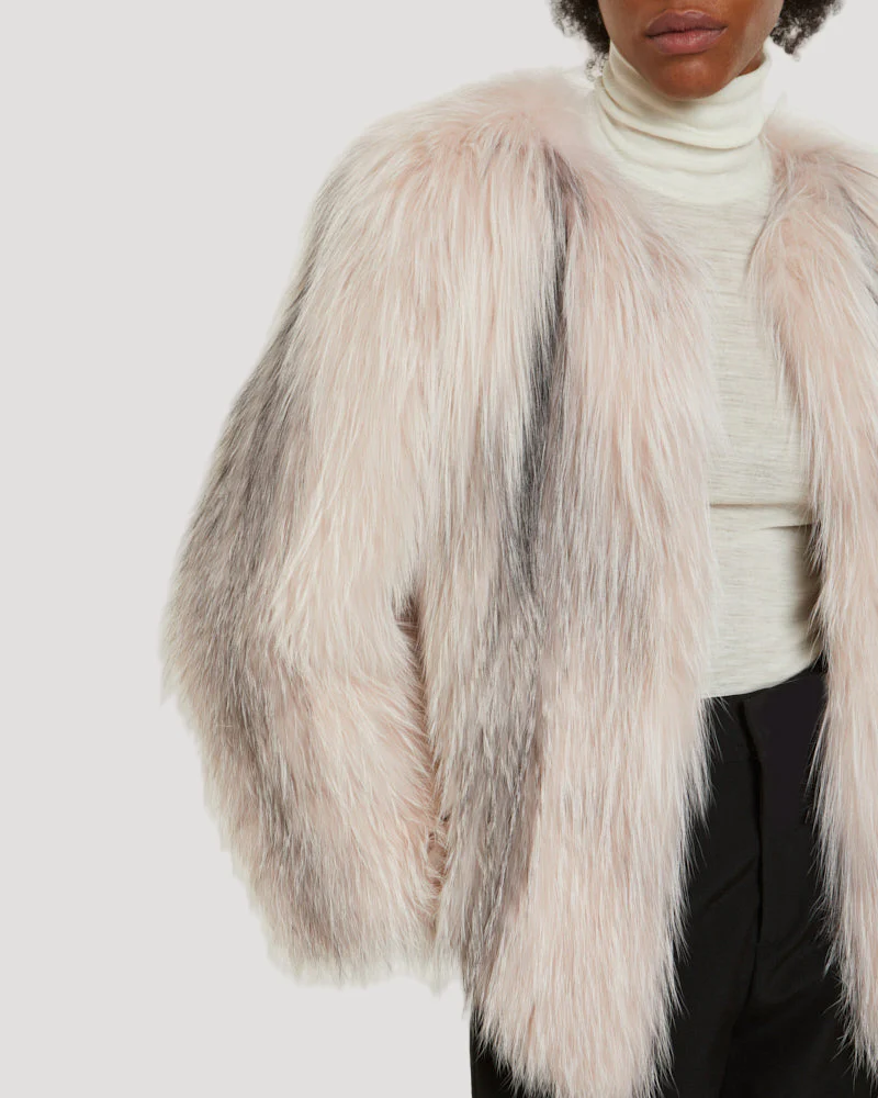 Veste courte en fourrure de renard tricoté - Image 3
