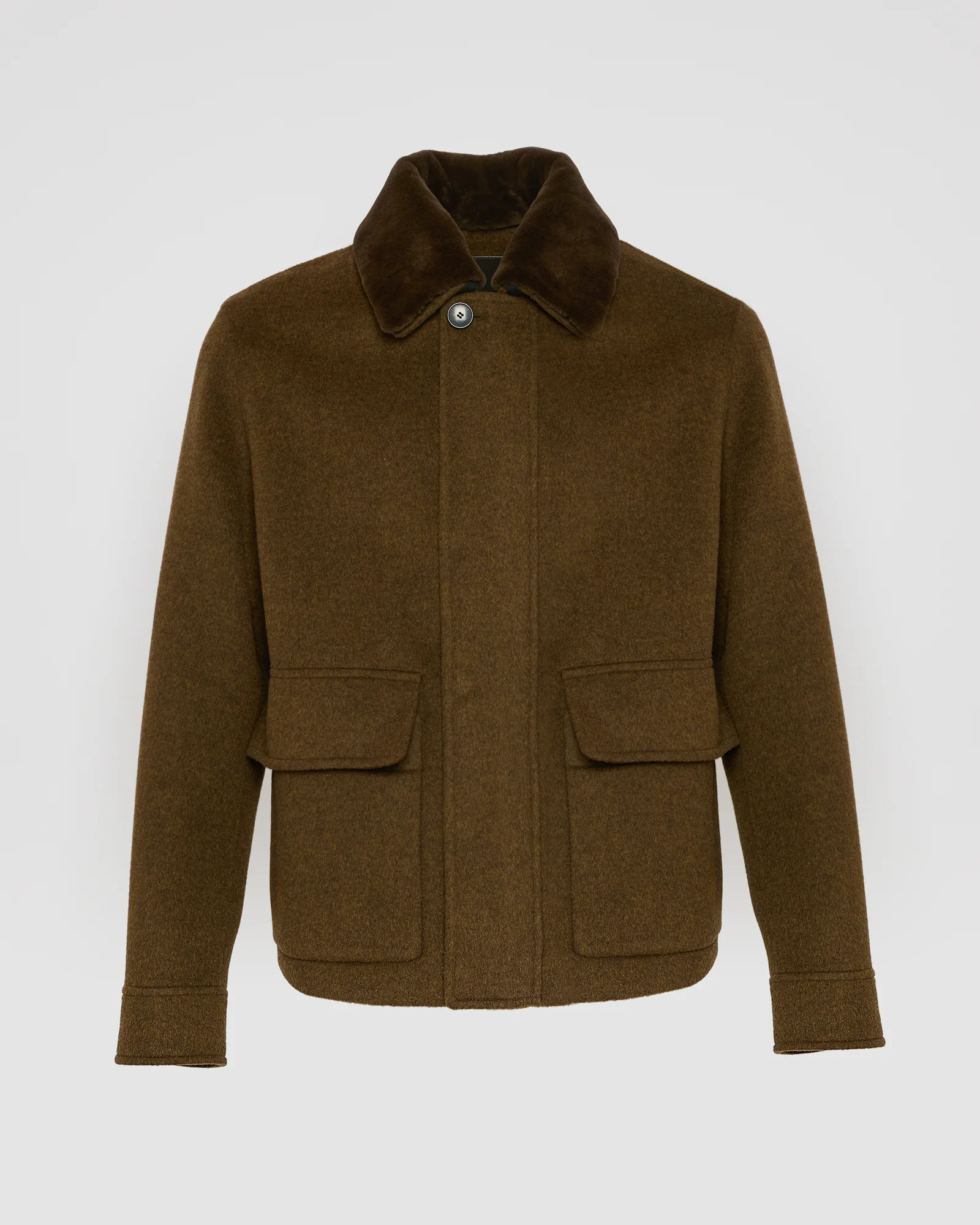 Veste en tissu double face laine et cachemire avec col amovible en fourrure de vison - Image 4