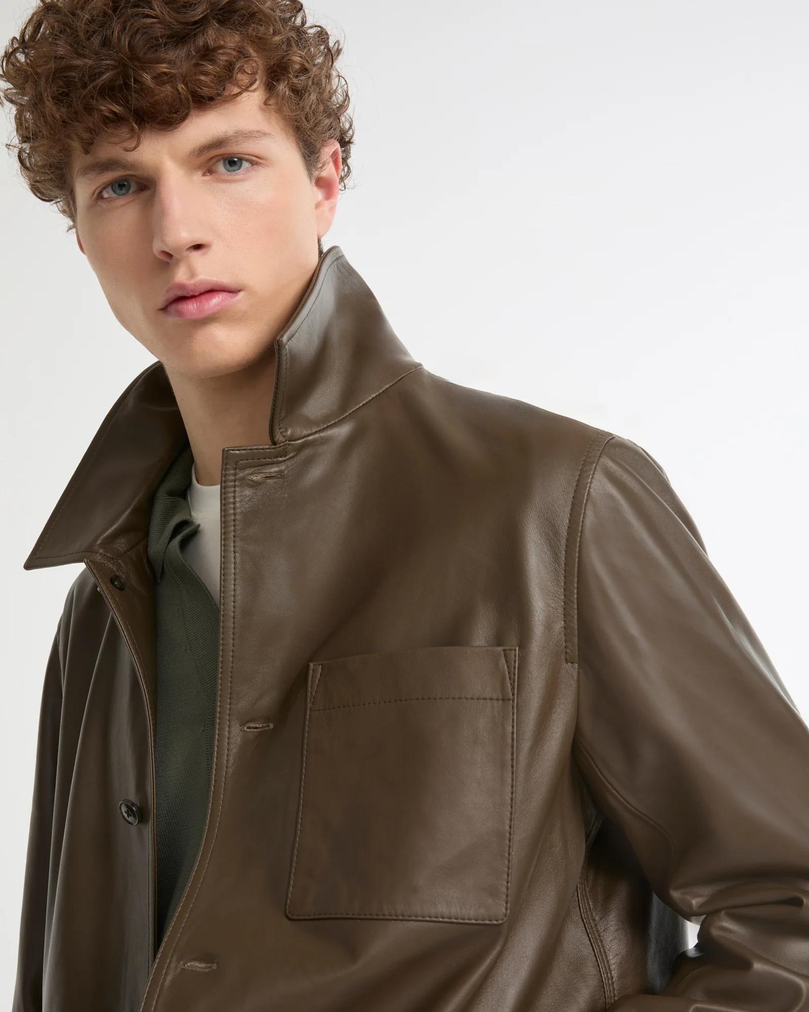 Veste surchemise en cuir d'agneau - Image 3